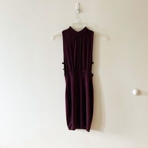 Missguided burgundy dress with deep side cuts